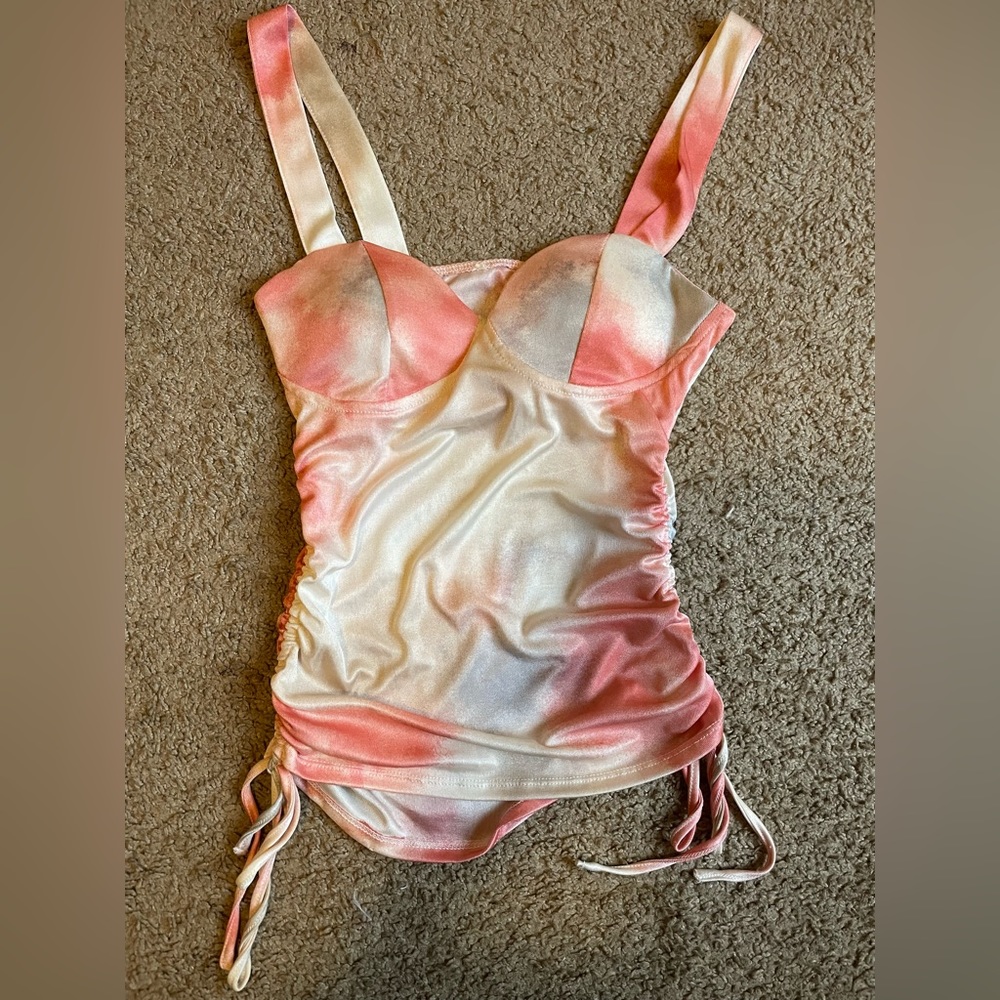 Pink and whiteish strap shirt